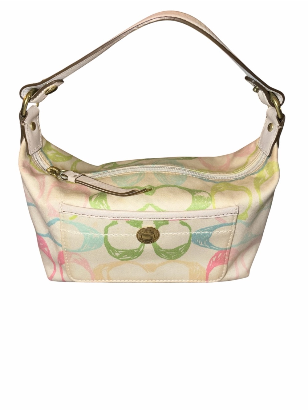 Vintage Y2K Coach Hamptons Signature Scribble Mini Hobo Tote Shoulder Bag Pastel